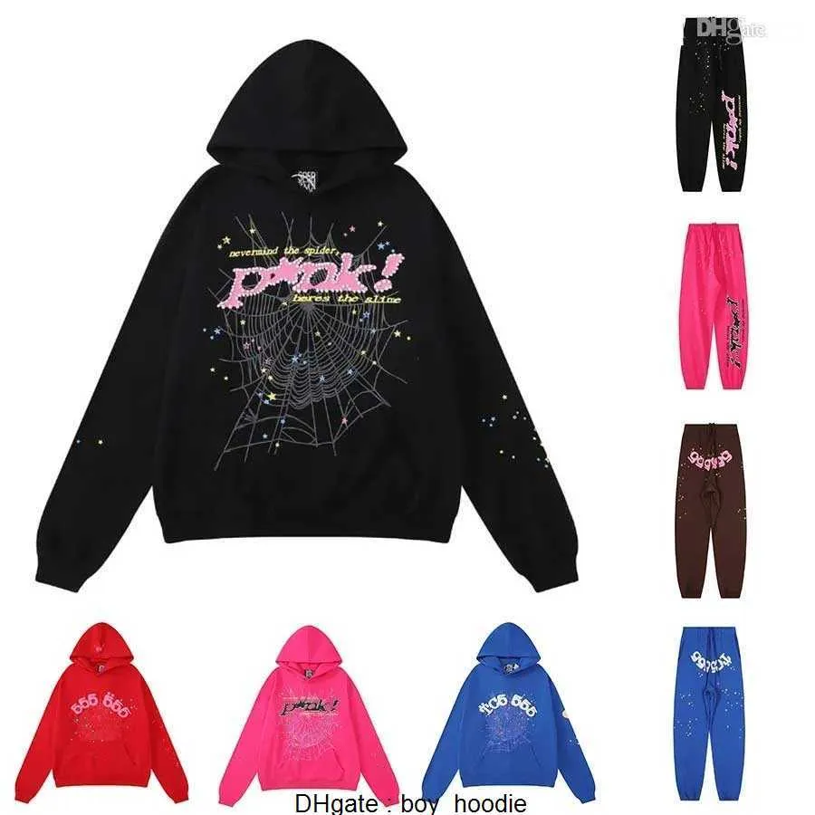 Mens Hoodies Sweatshirts Sp5der Hoodie Tasarımcı Giysileri Jumper Erkek Spider 555555 Pembe Sweatshirt Ceket Uzun Kollu S5der World F92H