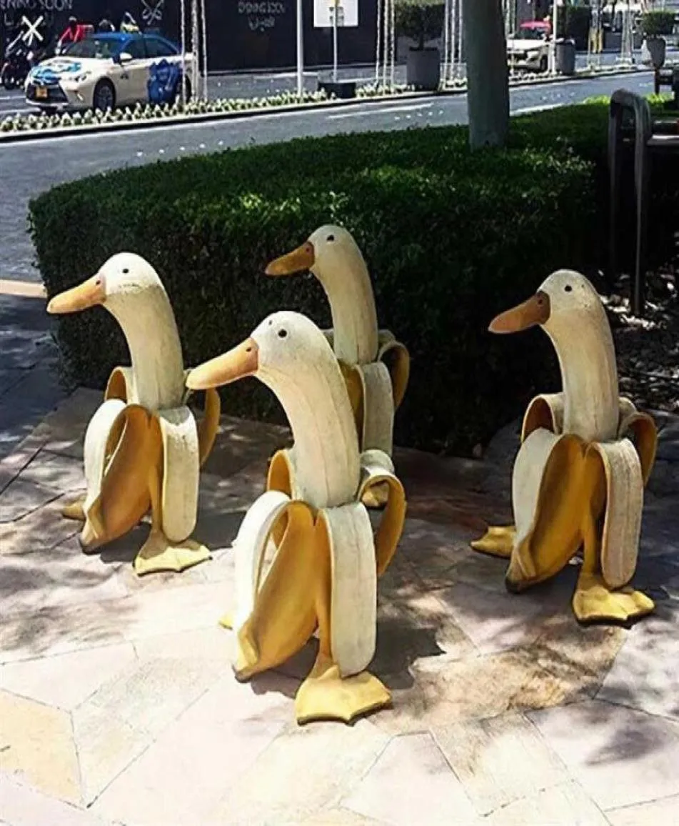 Criativo banana pato arte estátua jardim quintal decoração ao ar livre bonito caprichoso descascado artesanato presentes para crianças 2108048088240