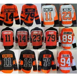 Mens Hockey 11 Travis Konecny Jerseys Reverse Retro 89 Cam Atkinson 94 Ryan Ellis 14 Sean Couturier 79 Carter Hart 50th Anniversary Stadium Series Embroidery Team