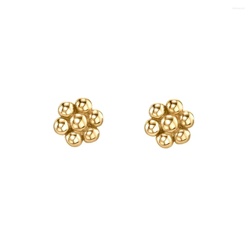 Studörhängen 925 Sterling Silver Tiny Poots Flower Simple Dainty Vermeil Small Earring For Girl Women