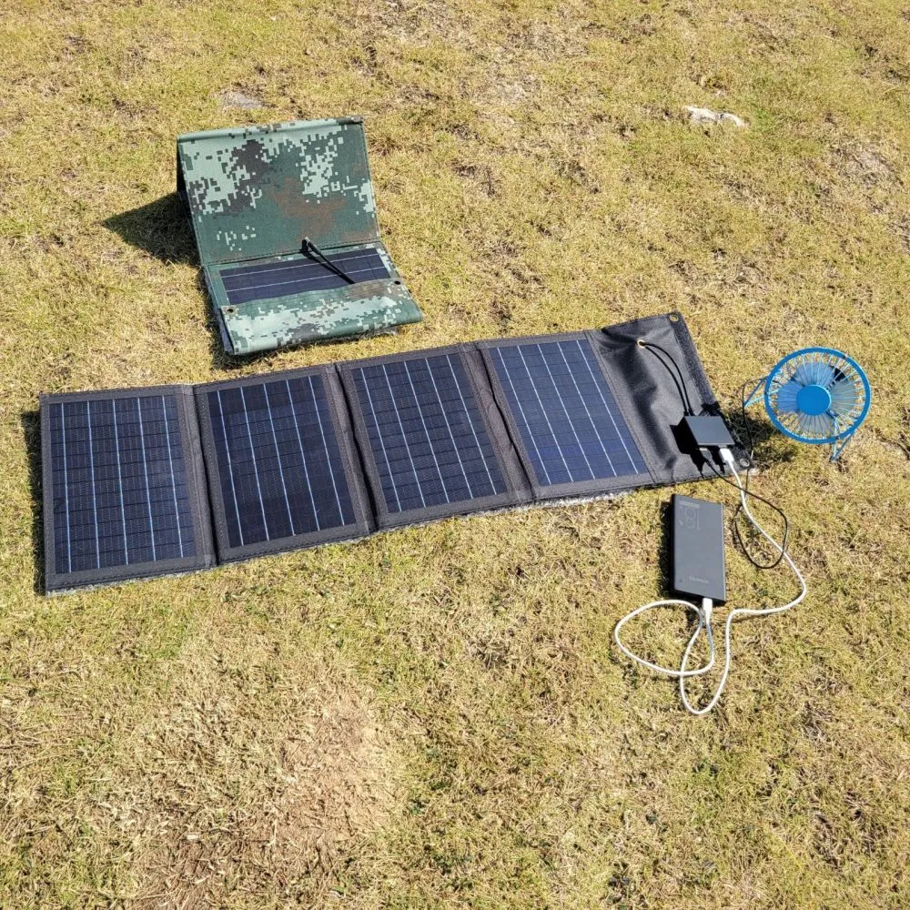 Acampamento ao ar livre Painel solar de 40 W dobrável USB alimentado por energia solar Bateria Carregador de célula Estação de energia portátil ETFE à prova d'água com porta DC QC3.0 para caminhada no banco de energia do telefone