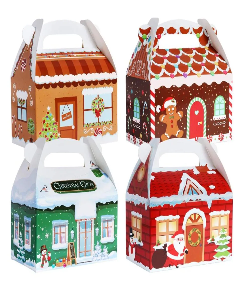 Décorations de Noël Coffrets cadeaux Cookie Treat 3D Maison de Noël Pignon en carton pour bonbons Fête de vacances Fournitures de faveur Donner Bingdund5650757