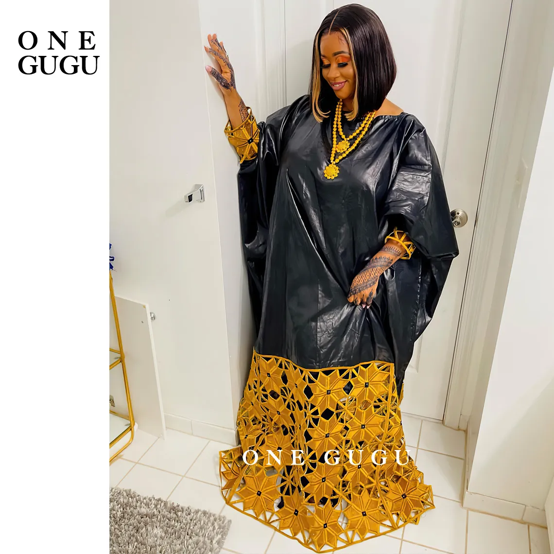 Winter African Bazin Dress With Gold Brode Plus Size Nigerian Dashiki Kaftan Robe For Wedding Party With Long Sleeves Style 230419 From Lu006 42.9 DHgate.Com