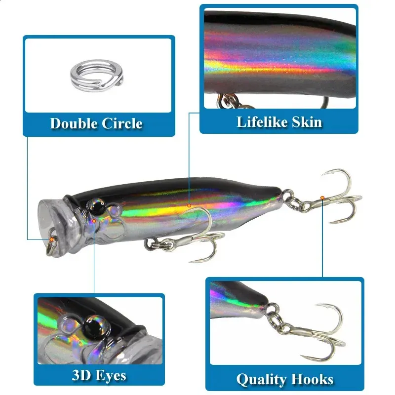Topwater Artificial Floating Bait With 3D Eyes 7cm/9.4g Popper Top Water  Lures For Fishing, Sea Accessories And Wobblers 231118 From Ren06, $9.49