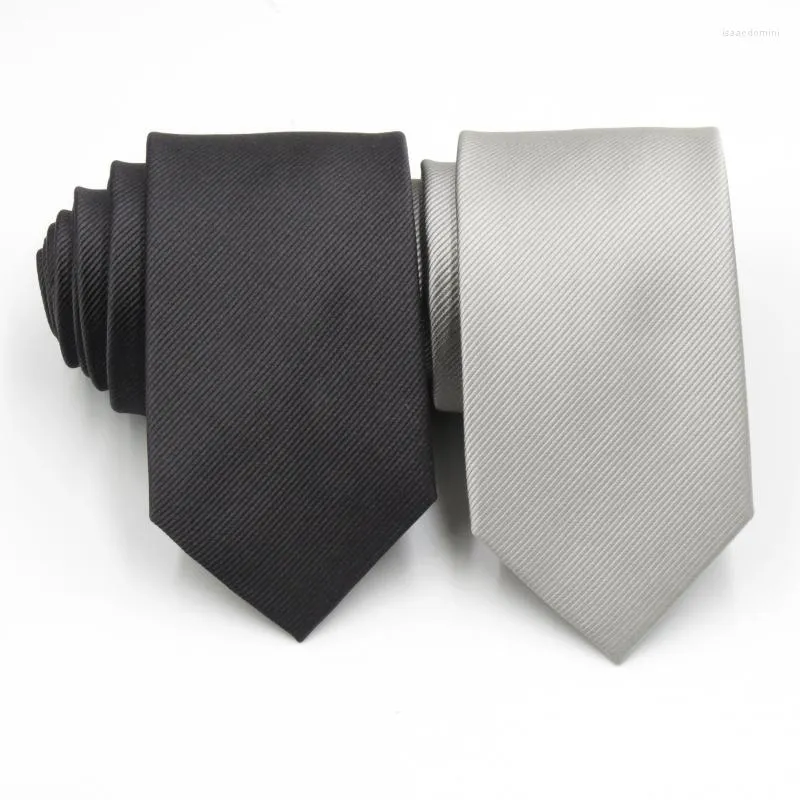Bow Ties Silver Grey Dark Lines Silk Business Professional Formal Tie For Men 7cm Black Pinstripe Men's Necktie
