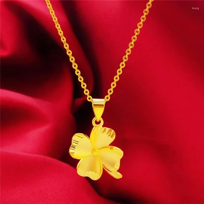 Pendant Necklaces Little Fresh Four-leaf Clover Gold-plated Imitation Vietnam Hard Gold Necklace Fine Clavicle Chain Fake Reiki