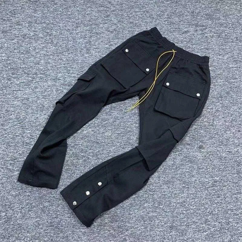 Designer Clothing Pant rhude Multi Pocket Overalls Loose Straight Tube Vielseitig lässige Kordelzughose Streetwear Sweatpants Rock Hip Hop