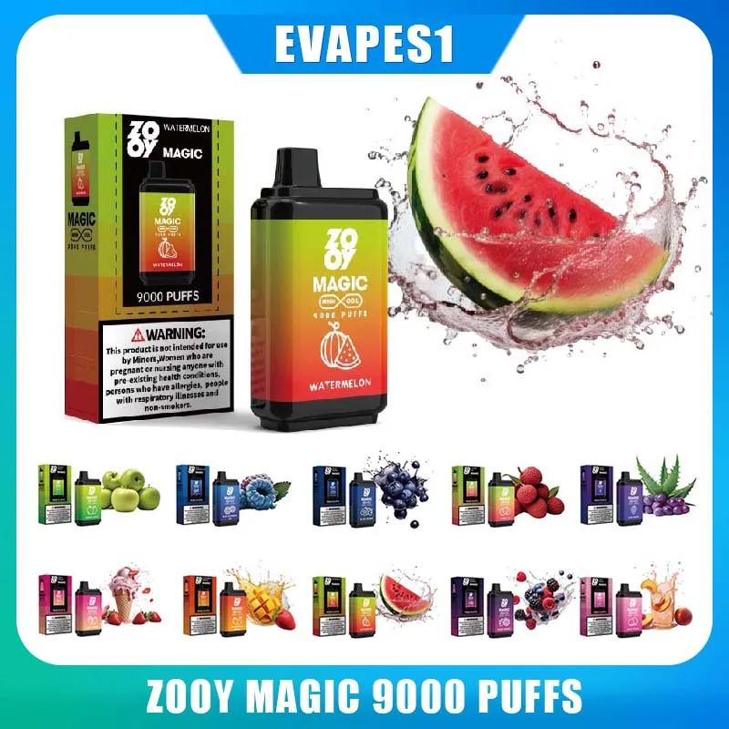 オリジナルのZooy Magic 9000 Puffs16mlプレフィルド蒸気排出可能650mAh 9000puffs Vapes Pen vs Vapme 9000 Bang Elfworld