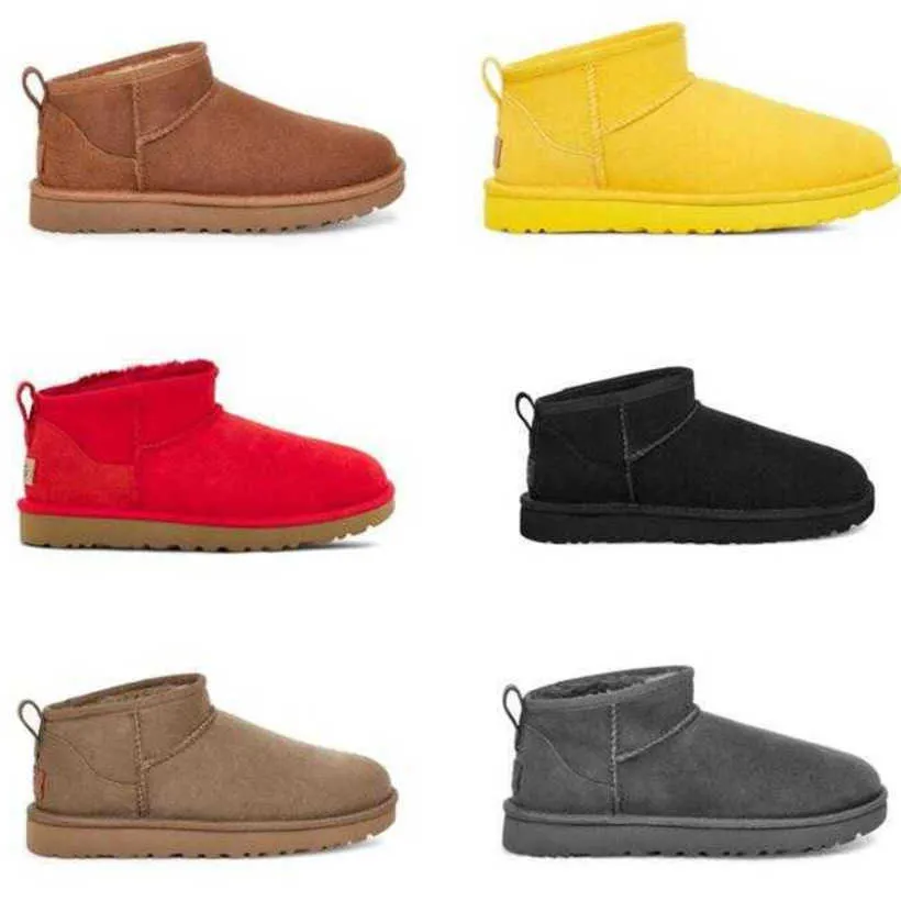 Botas de neve femininas ultra mini chinelo U F22 inverno novo popular pele de carneiro tornozelo de pelúcia mantenha-se aquecido com saco de pó de cartão lindos presentes