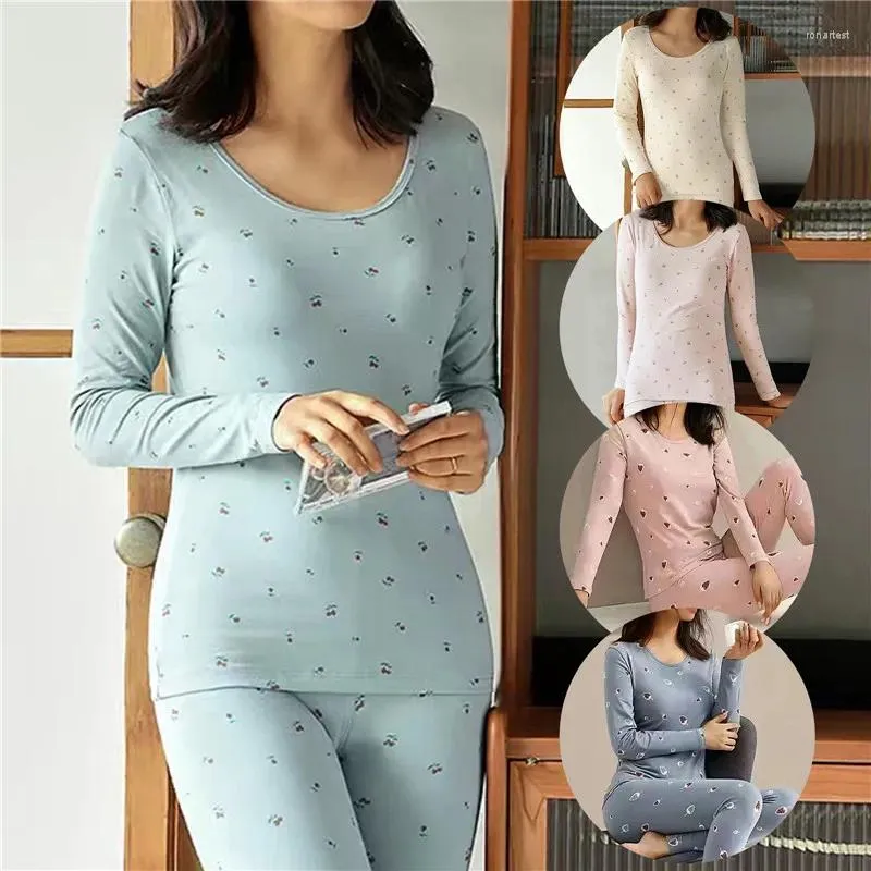 Calças femininas de duas peças camada base roupa interior térmica 2 peças conjunto para mulheres sexy thermo lingerie inverno roupas casuais femininas roupas internas