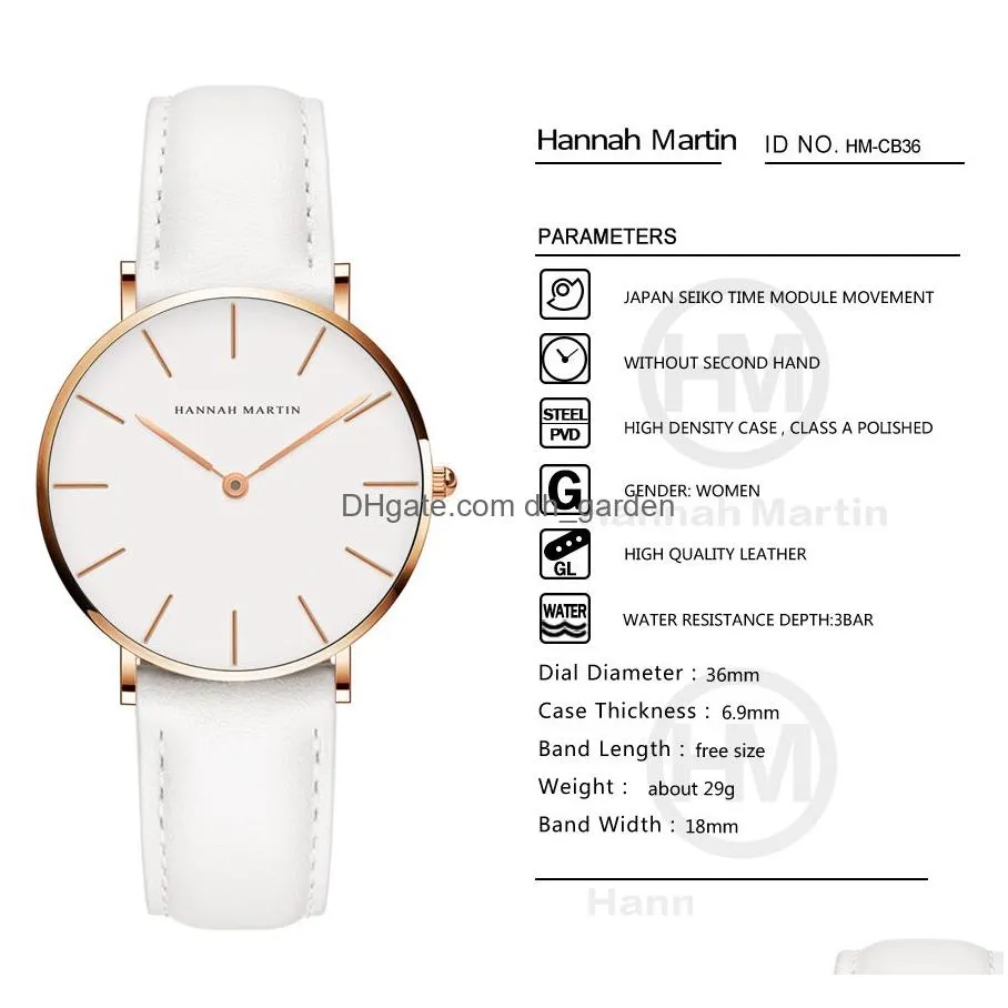 Wristwatches Drop Japan Quartz Simple Women Fashion Watch White Leather Strap Ladies Wrist Watches Brand Waterproof Wristwat Dhgarden Otczq