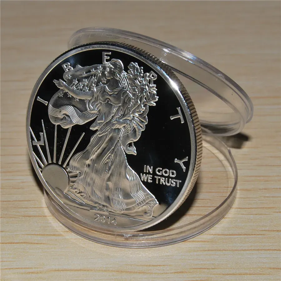 무료 배송 1pcs/lot2014 American Eagle Liberty 1oz Fine Silver 1 1 달러 코인, 거울 효과