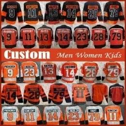 Philadelphia''Flyers''Carter Hart Travis Konecny Hockey Jersey Custom Provorov Couturier Kevin Hayes Morgan Frost Owen Tippett Brendan Lemie