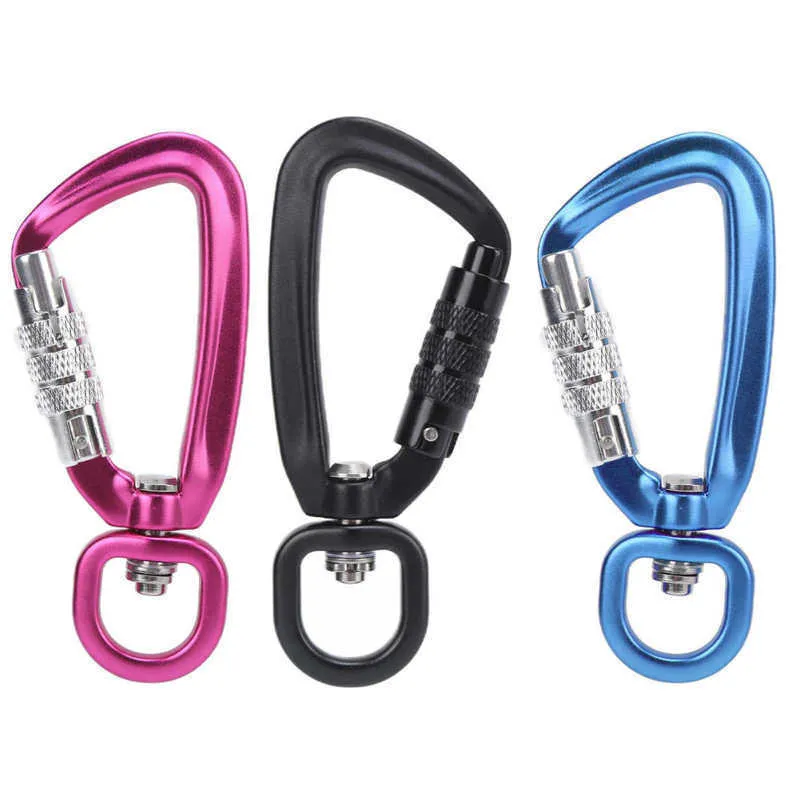 5 PCScarabiners السلامة Carabiner Clip Auto Locking 360 HOING ROTALTION 4KN PULL FOR DOG LESSH AMMOCKS BACKSPACKS Outdoor Climbing Accessories P230420