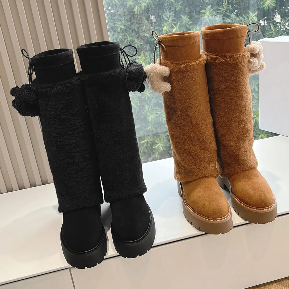 Triomphe Boots Ladies Boots 스노우 부츠 스키 부츠 디자이너 부츠 겨울 부츠 긴 부츠 양가죽 부츠 양치피 안감 따뜻한 플랫폼 부츠 부츠 나이트 부츠