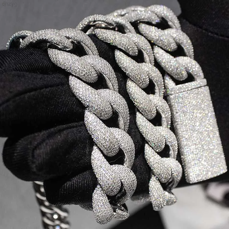 Hip Hop Luxury Miami Cuban Chain 20 mm Breite acht Reihen Moissanite Diamond Full Iced Out Cuban Link Chain Halskette