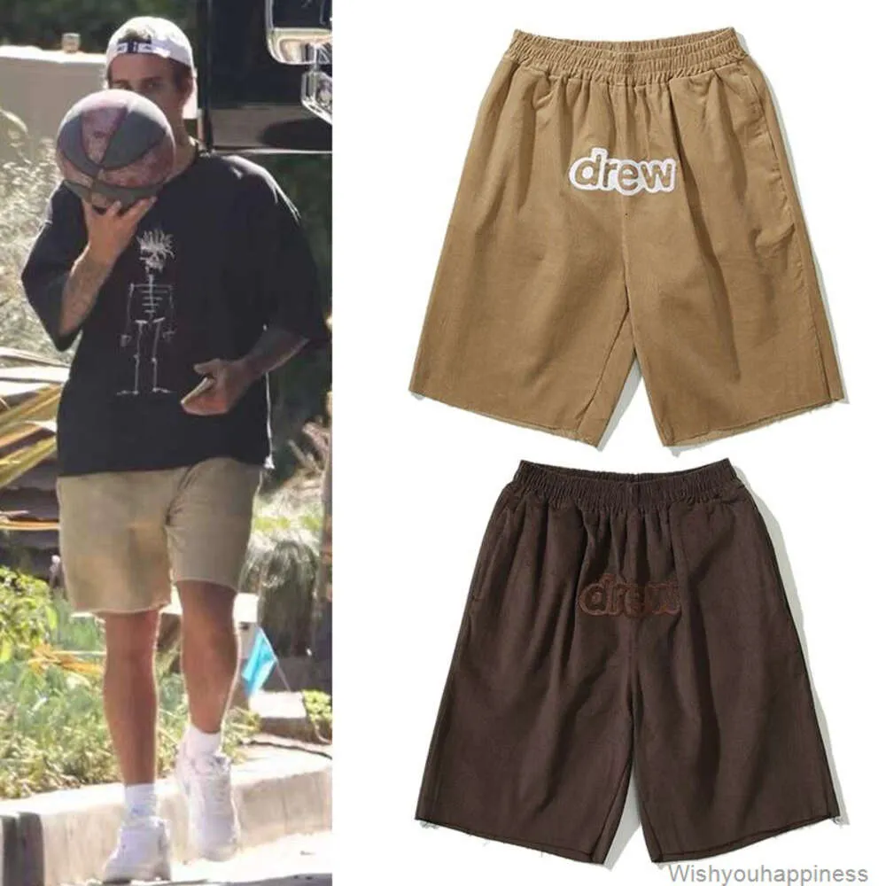 Högkvalitativ kort mode casual klädstrandshorts drog corduroy shorts bibers samma high street losska mode casual byxor män kvinnor fem poäng byxor