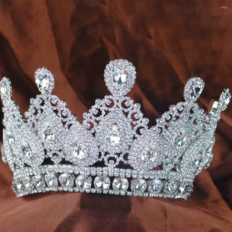 Saç klipsleri Lady Tiara Taç Clear Crystal Rhinestones El Yapımı Gelin Düğün Saç Giyin