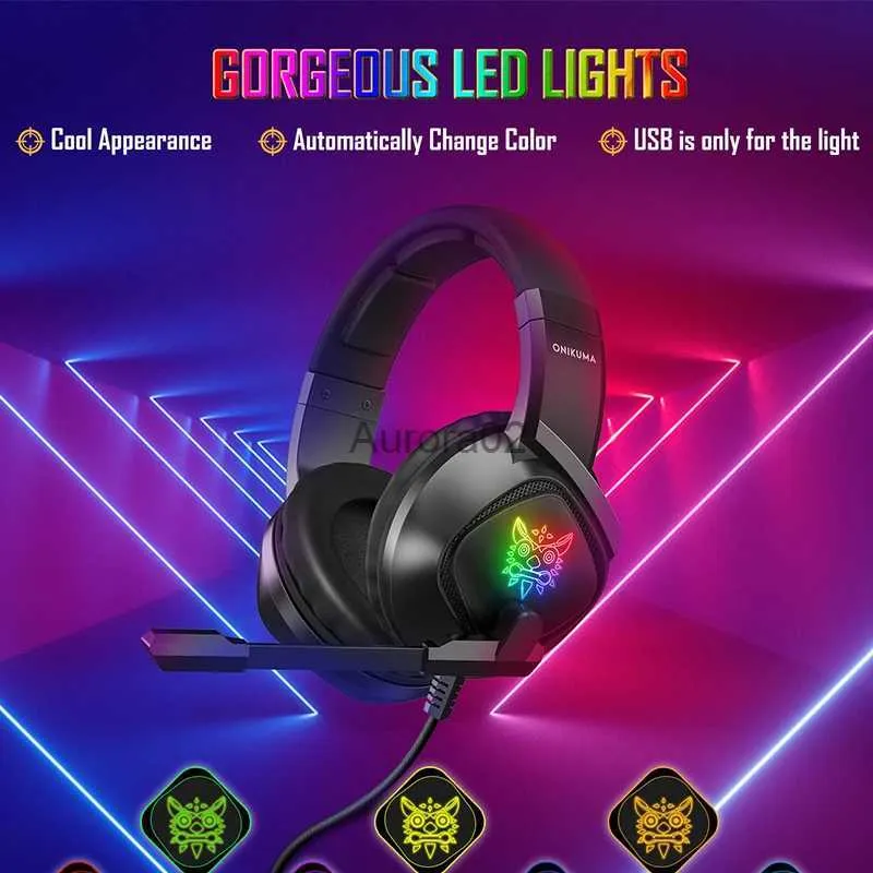 Auricolari per telefono cellulare Cuffie da gioco Stereo Surround Bass Cuffie cablate con microfono Luce RGB per computer PC PS4 PS5 XBox Gamer YQ231120