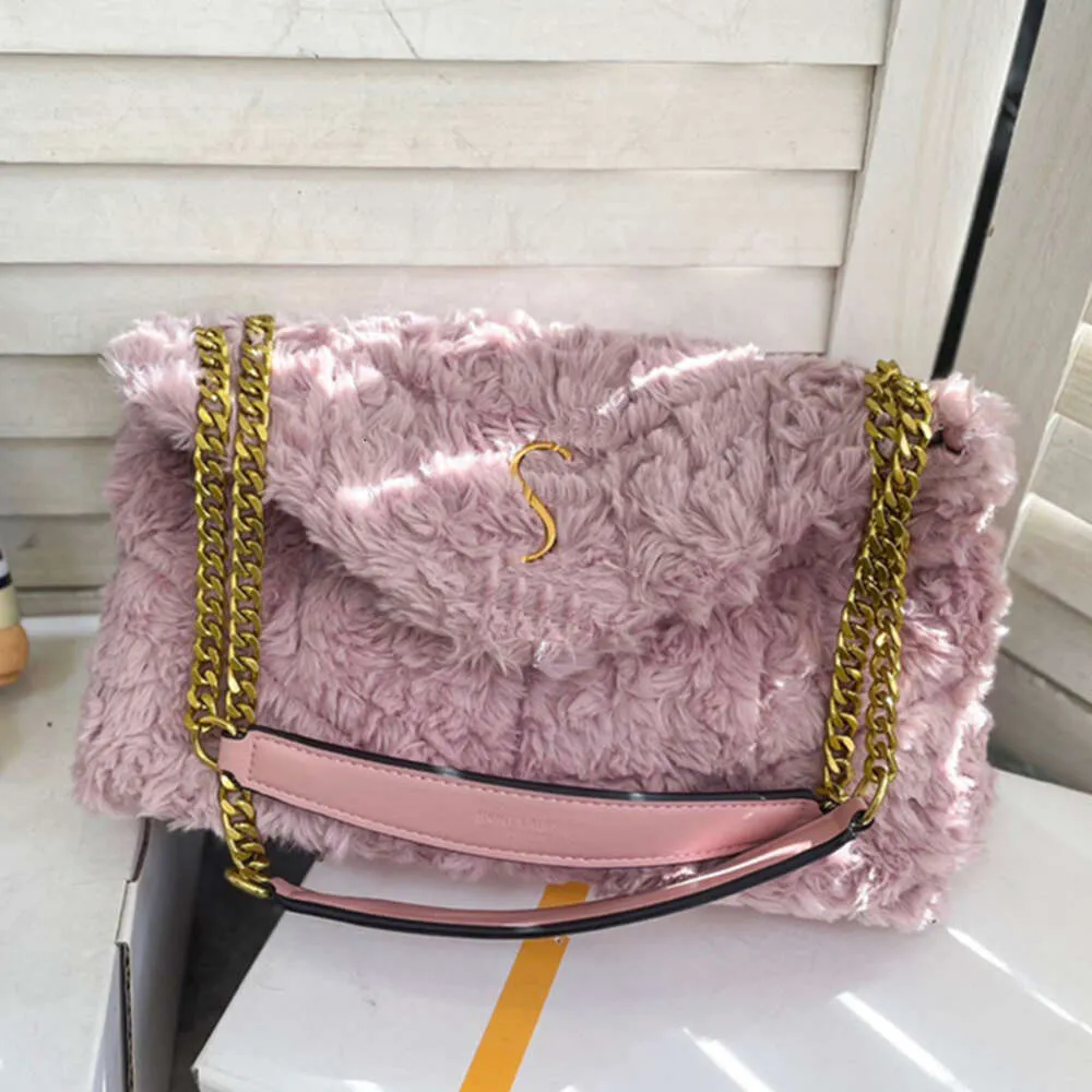 YS YSLA Tote Designer Schoudertassen Furry Bag Winterbont Puffer Kettingzakken Luxe handtas Vrouw zacht Warm lou schouder Pochette Purse 7a 231120