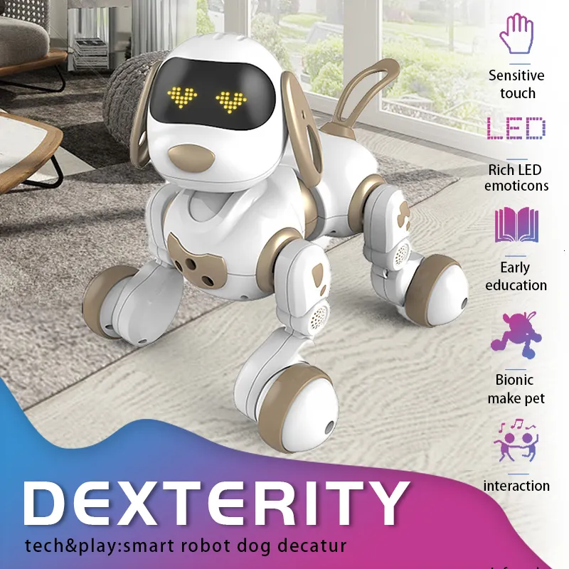 Électrique/RC Animaux Drôle RC Robot Électronique Chien Cascadeur Commande Vocale Touch-sens Musique Chanson Robot Chien pour Garçons Filles Jouets Pour Enfants 18011 230420