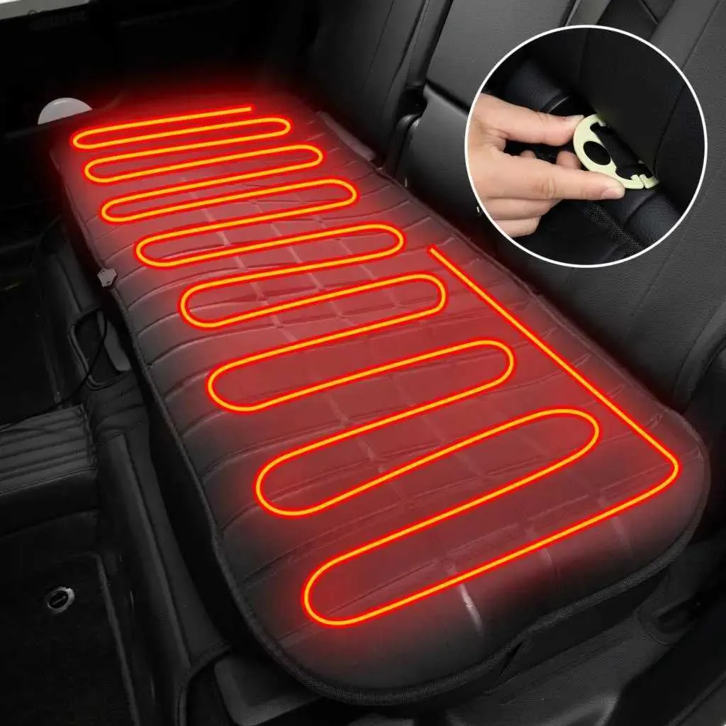 Auto Stoelhoezen Auto 2e Rij Verwarmde Achterbank Cover Kussen Warmer Pad 12V 24V Universele Winter Verwarming verwarming Protector Accessoires Q231120