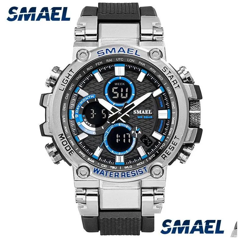 Orologi da polso Orologi sportivi da uomo Orologi impermeabili 5Bar Dual Time Orologi da polso militari da uomo Sveglia resistente agli urti Montre Dhgarden Ot68O