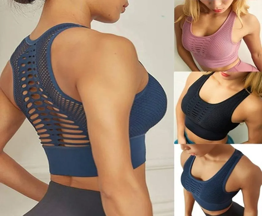 Women039s Sportbeha Sexy Mesh Ademend Sporttop Push Up Women039s Gym Fitness Sportondergoed Dames Naadloos Hardlopen Y8127650