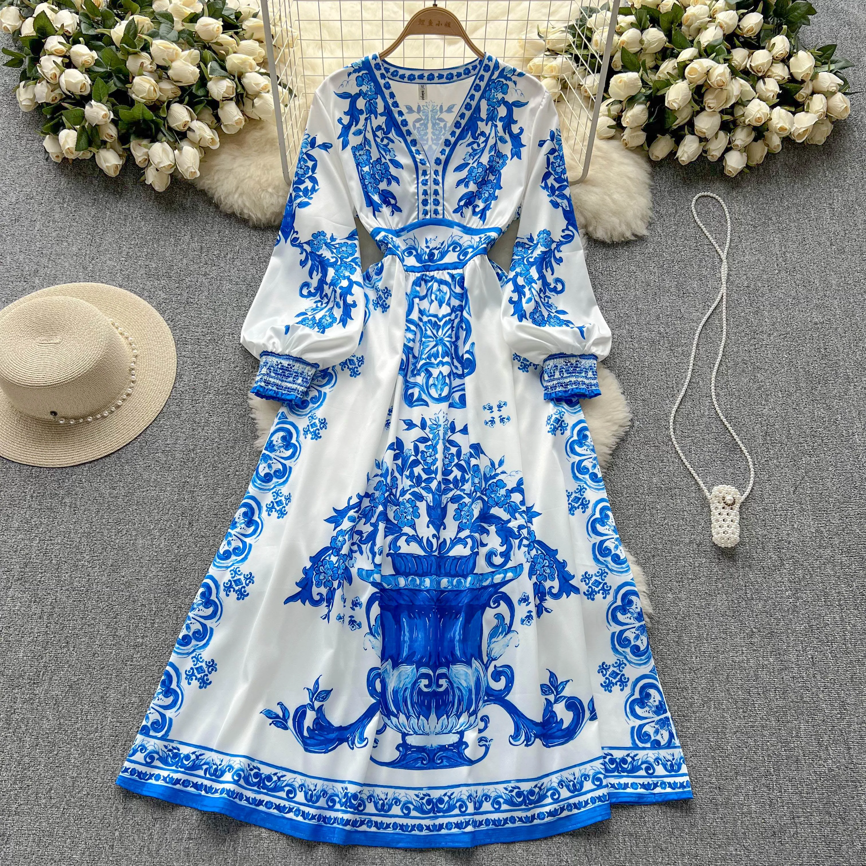Long Sleeve Vintage Dresses, V Neck Swing Dress,... From Stephaniestore666,  $38.2 In Bulk | DHgate.Com