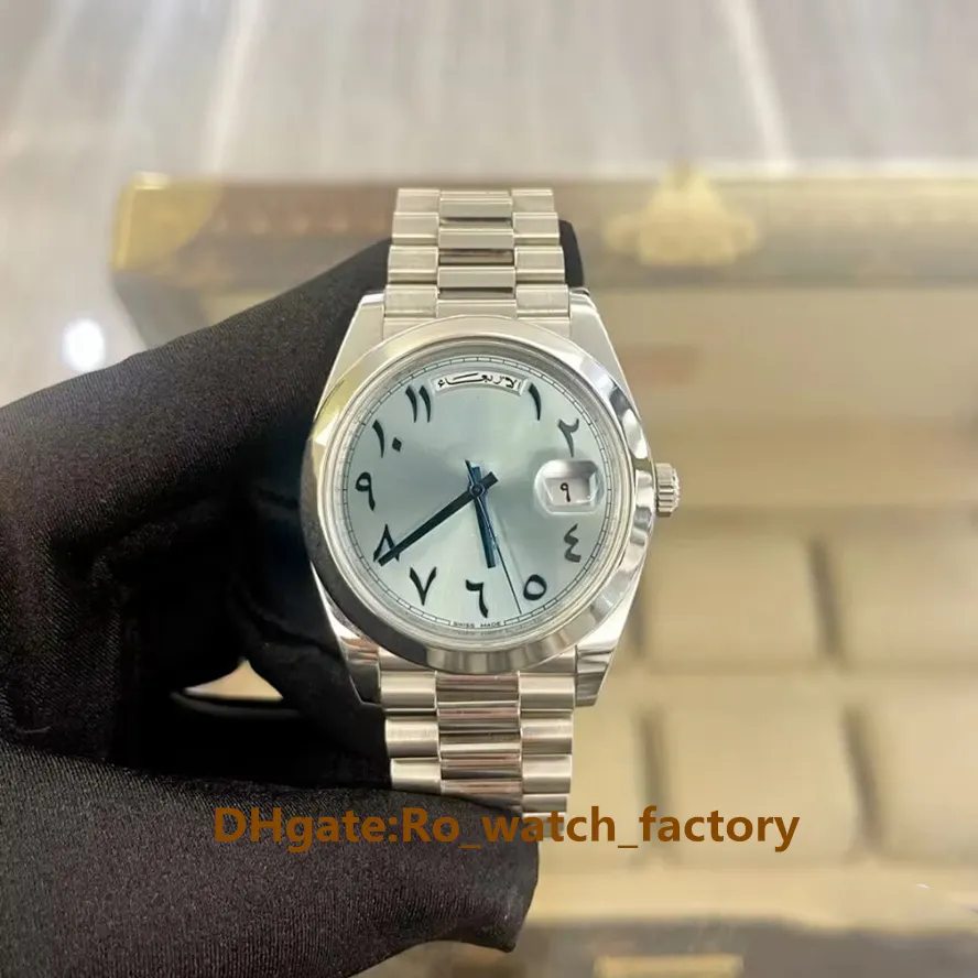 Automatische mechanische Herrenuhr 3235, 40 mm, arabische Ziffern, eisblaues Zifferblatt, Day-Date-Uhren, wasserdichte Armbanduhren 228236 BP Factory