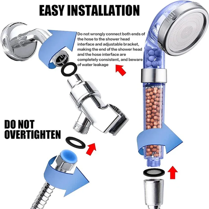 Cabezal de ducha con filtro de alta presión con manguera y soporte de  repuesto, 3 modos de pulverización, ducha de ahorro de agua para la mejor