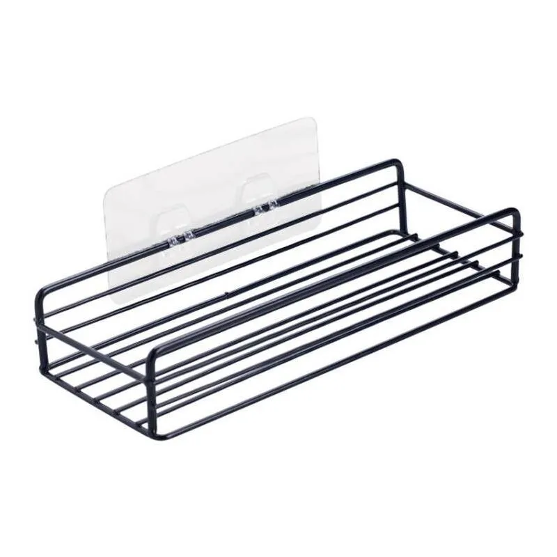 Supports de stockage Racks Fer Art Salle de bain Support de rangement Tenture murale Poinçon carré et organisation sans trace Livraison directe Maison Jardin Ho Otyny