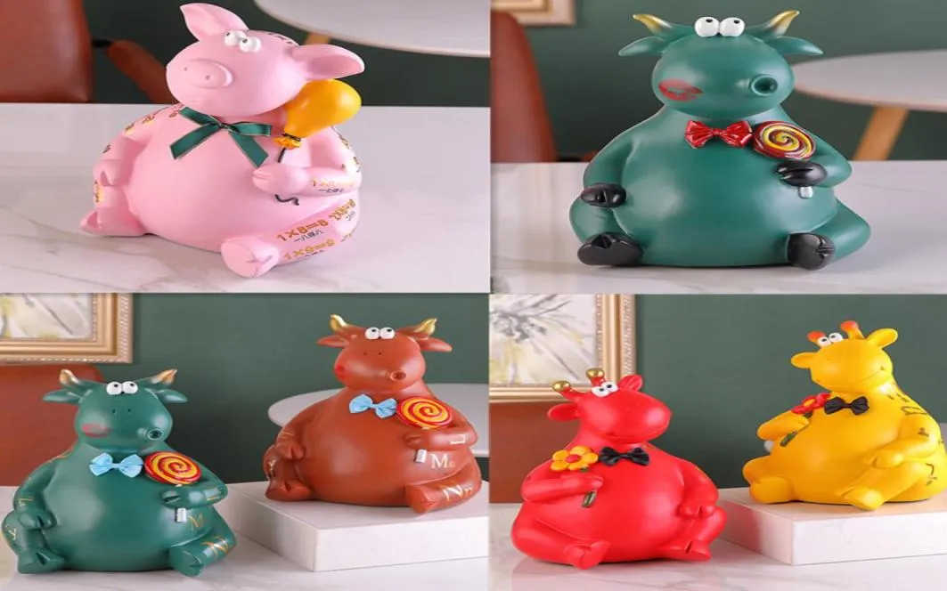 bank meisjes standbeeld grote schattige cartoon dier piggy ornament decoratie thuis beeldje sculptuur escultura9688669