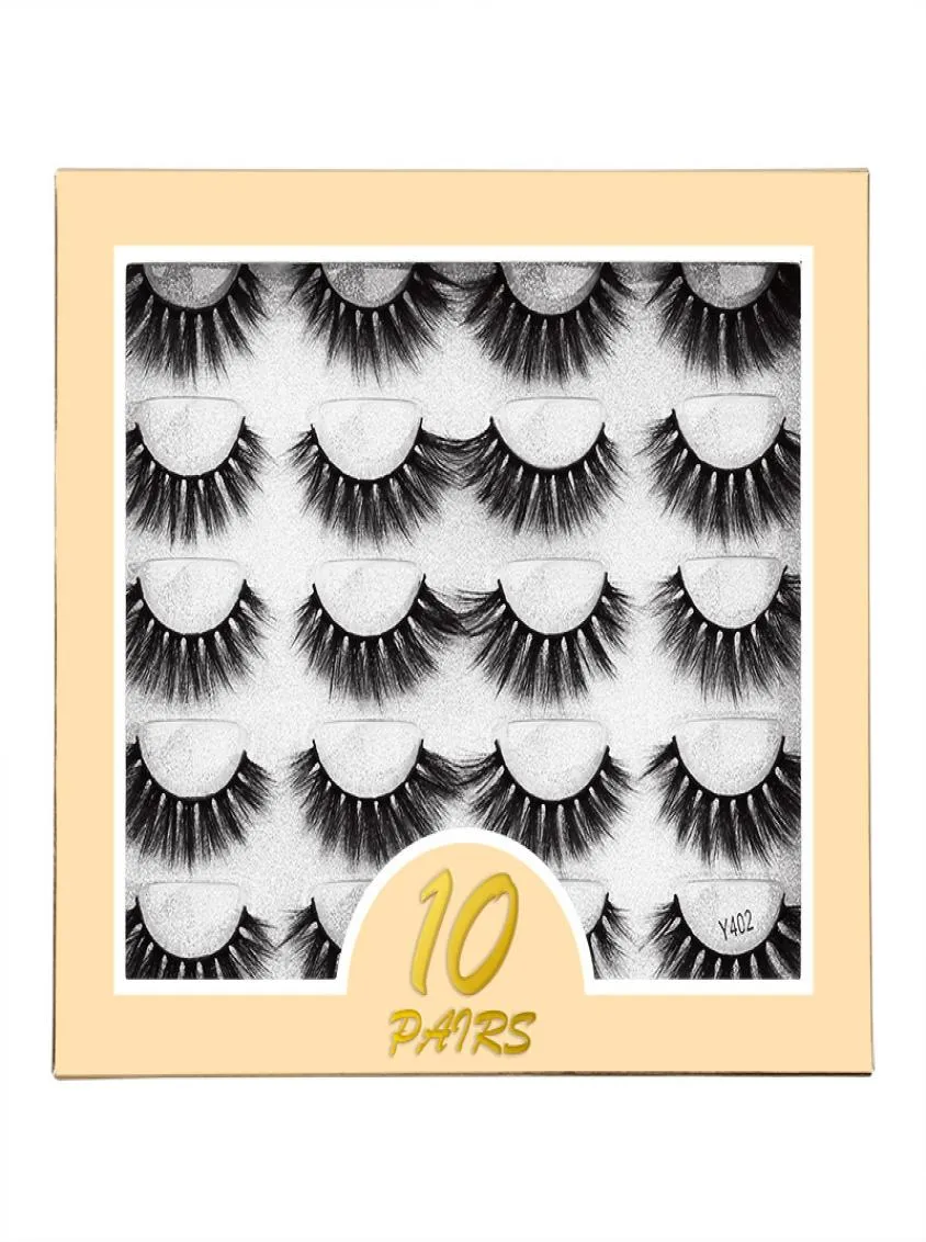 10 Pairs Natural 3D False Eyelashes Set Fake Lashes Makeup Kit Mink Extension1249217