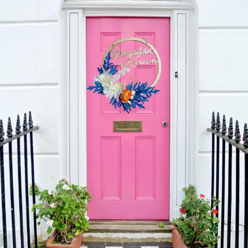 Fiori decorativi 32 cm Pendenti da parete con ghirlanda di ortensie bianche Porta in legno Appesa Ornamenti a goccia Regali per la raccolta Decorazioni per la casa per feste in giardino