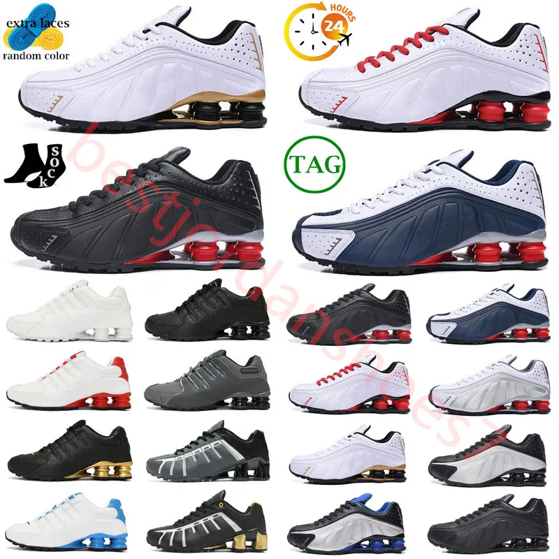 Shox TL R4 Mens Running Shoes Triple Black White Metallic Silver