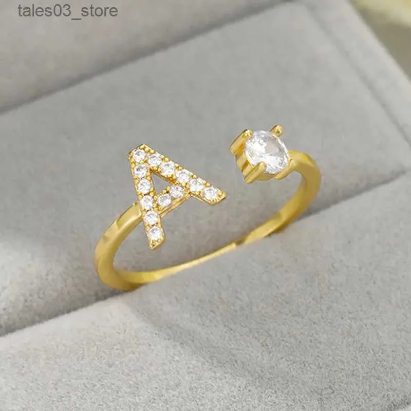 Pierścionki ślubne mody panie a-z litera pierścionek prezent dla dziewczyny wróżka estetyka 26 liter wielkość regulowana pierścionek zaręczynowy Pierdzieżę zaręczynową Q231120
