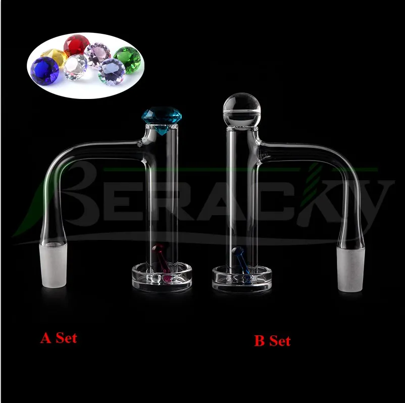 Beracky Two Styles Smoking Full Weld Control Tower Quartz Banger Beveled Edge Nails With 20mmD Diamond Cap Ruby Sapphire Pillar For Glass Water Bong Dab Rigs Pipe