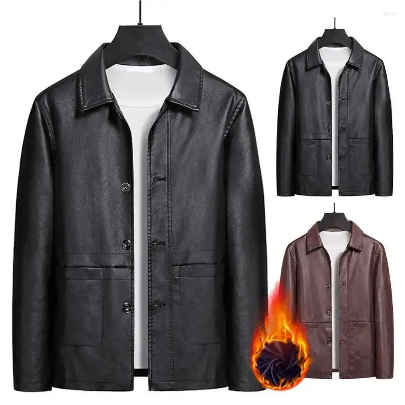 Vestes pour hommes Cette veste est épaissie avec du velours et un travail soigné très chaud Tissu en cuir artificiel de haute qualité Ajustement correct
