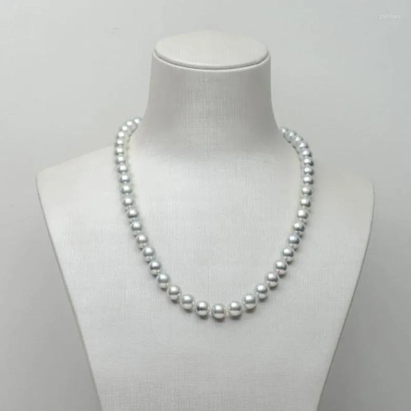 Chaînes Collier de perles de culture Akoya en argent véritable Lumineux Or jaune 14 carats 8-8,5 mm