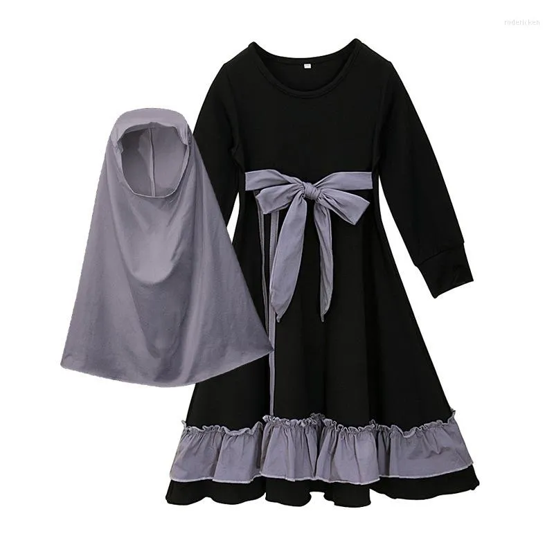 Ethnic Clothing Girls Princess Dress Kids Abaya Hijab Khimar Jilbab Islamic Children Prayer Gown Kaftan Ramadan Caftan Burqa