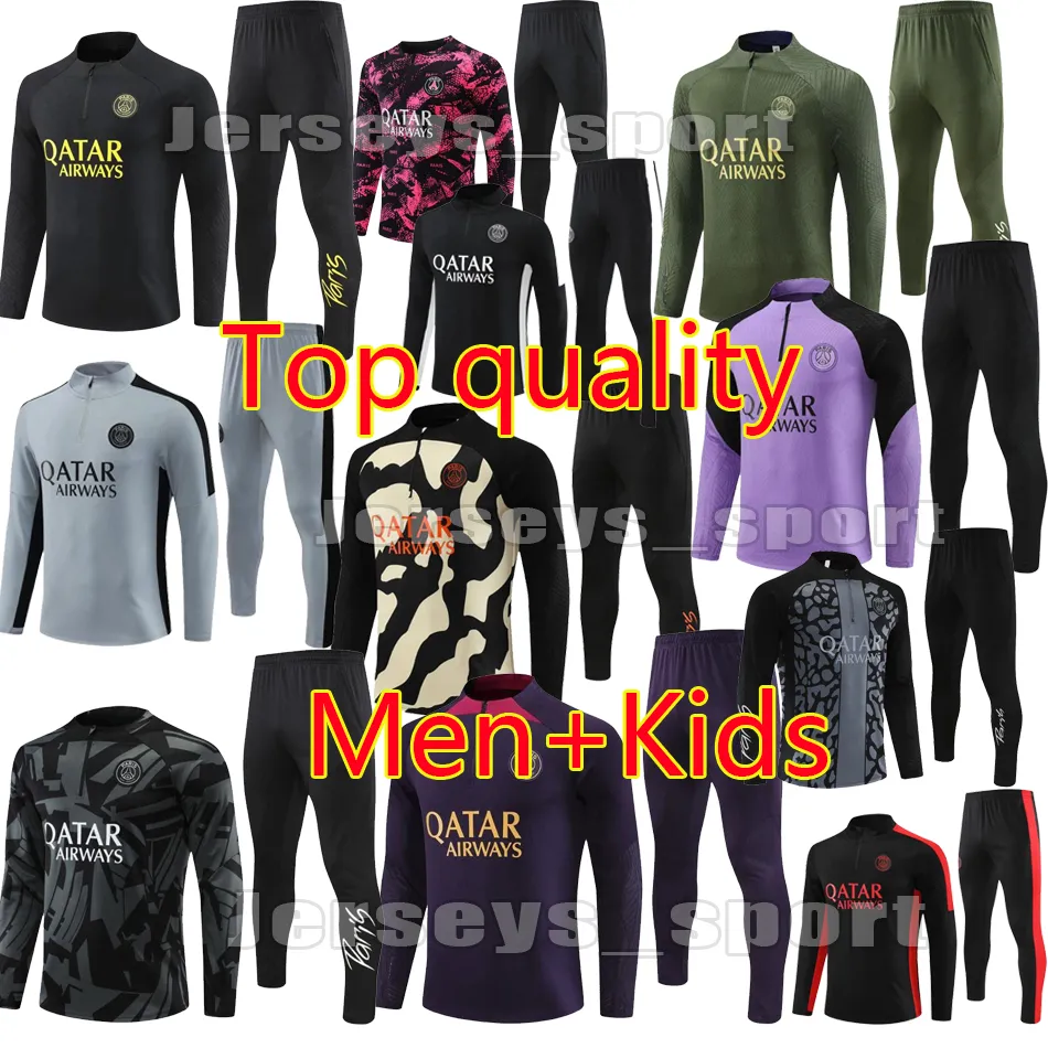 tracksuit 2023 2024 MBAPPE kids and men 22 23 24 PSGes training suit long sleeve Football soccer Jersey kit uniform chandal adult boys FAN PLAYER VERSION