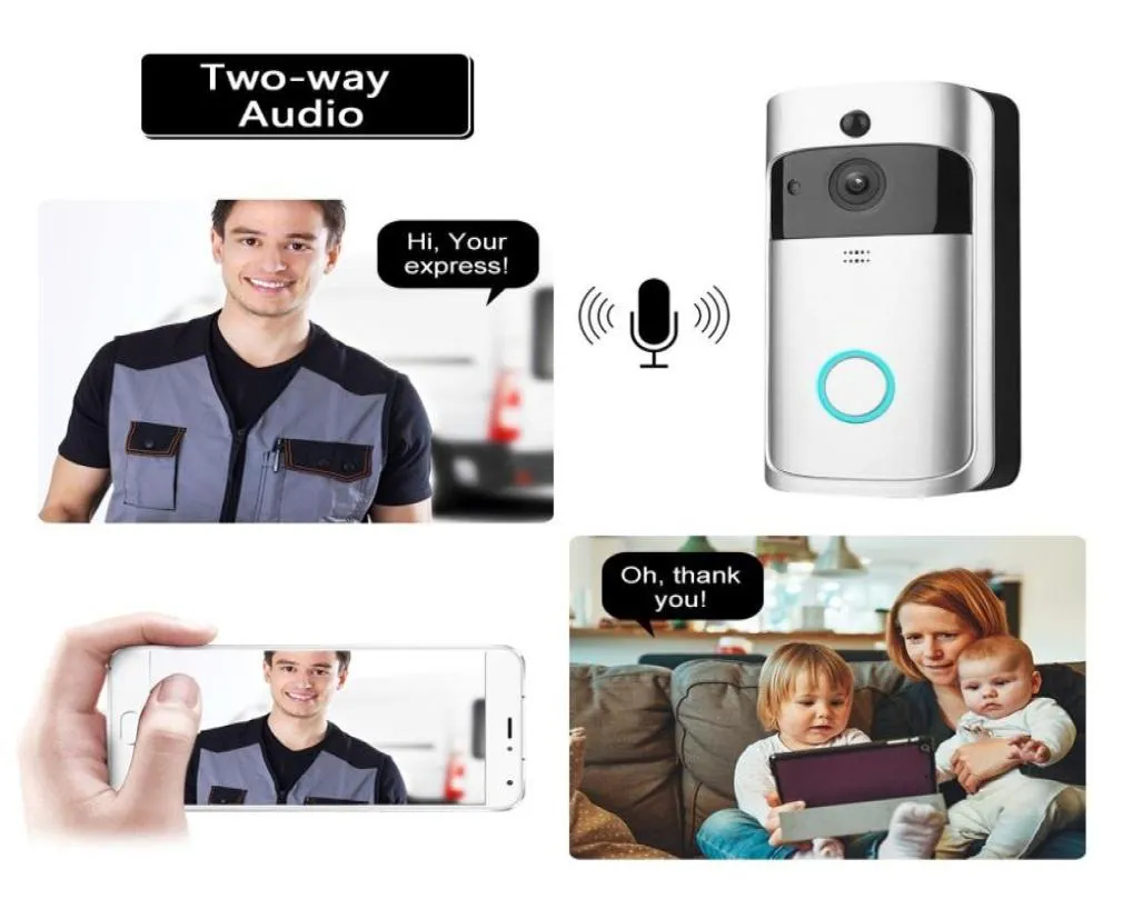 Smart WiFi Video Doorbell Camera Visual Intercom Night Vision IP Eye Door Bell Door Phone Wireless Home Security Camera 720P4683442