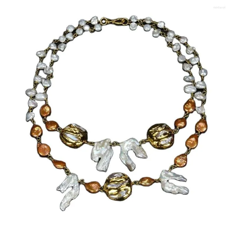 Chaînes JK Cultured Keshi Pearl Collier plaqué or jaune fait à la main pour les femmes