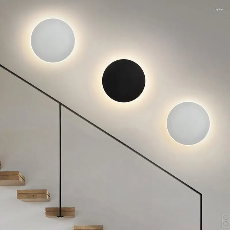 Lámparas de pared Cabecero de dormitorio nórdico Luz circular táctil 110V 220V Moderno minimalista Pasillo Escalera Fondo Lámpara LED