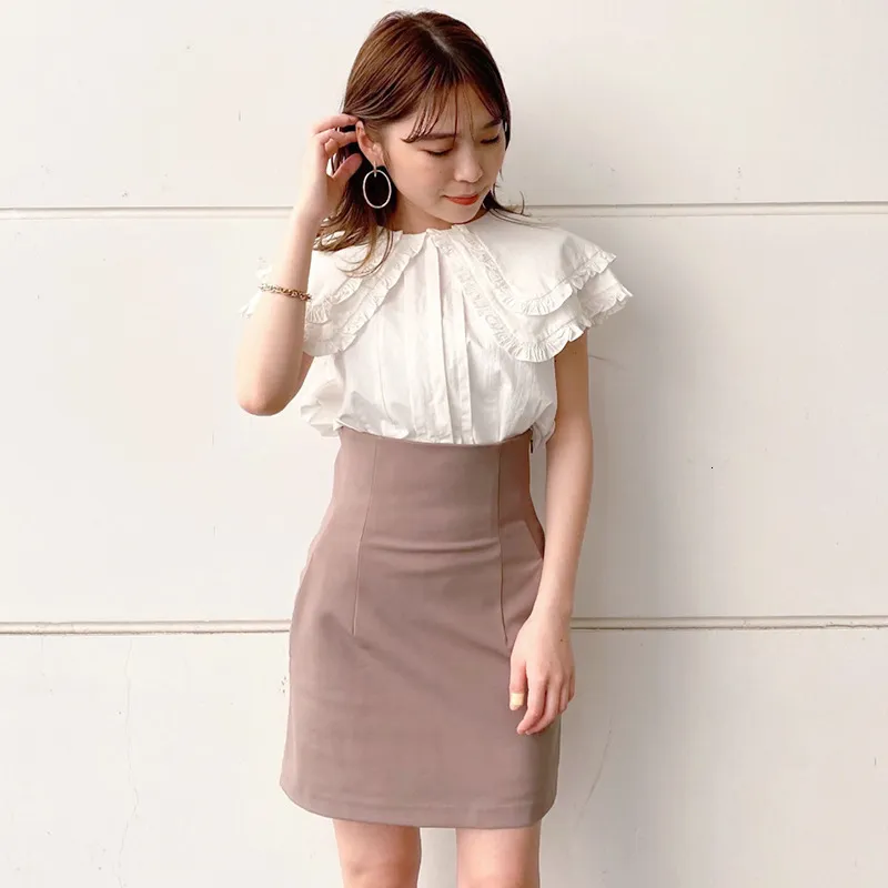 スカート日本のパッケージヒップファッションシンプルな純粋な色ハイウエスト栽培道徳レジャーショートスカート230420