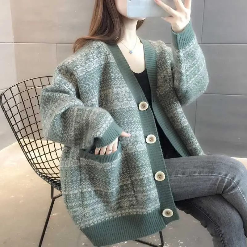 Women's Sweater Cardigan New Autumn/Winter Loose Versatile Knitted Coat Women's Trend