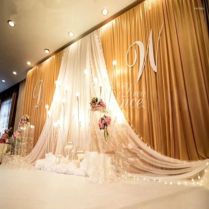 Party Decoration Customized Organza Swag Ice Silk Wedding Backdrop Curtain Simple Design Birthday Props Stage Background