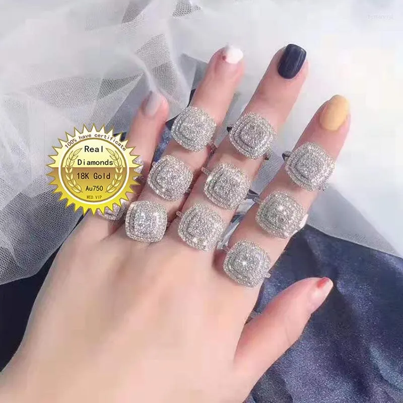 Anelli a grappolo Anello di fidanzamento con diamante naturale da 1 ct in oro bianco 18 carati I gioielli da sposa hanno certificato H001