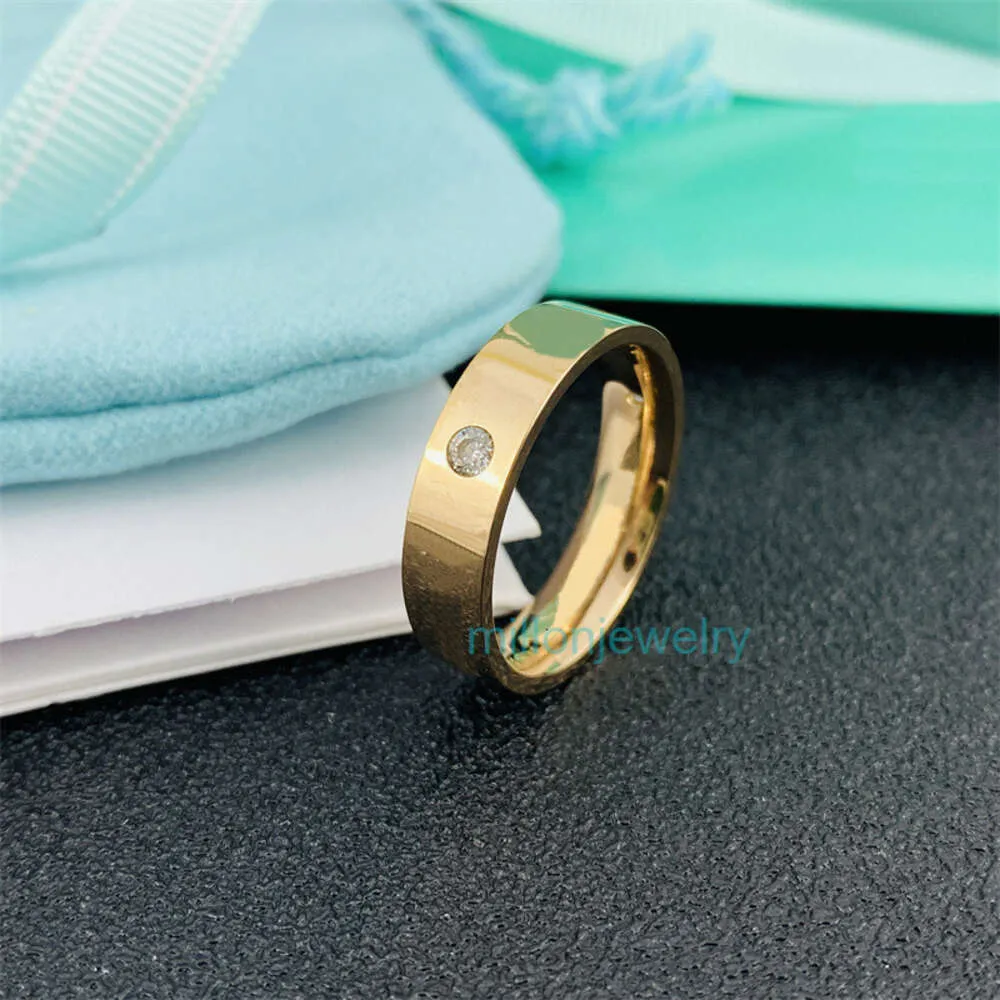 Band Rings Rings Jewelry Gold Plated t Couple Ring with Three Diamonds Wide Narrow Men Women 1837 PlainI6DO